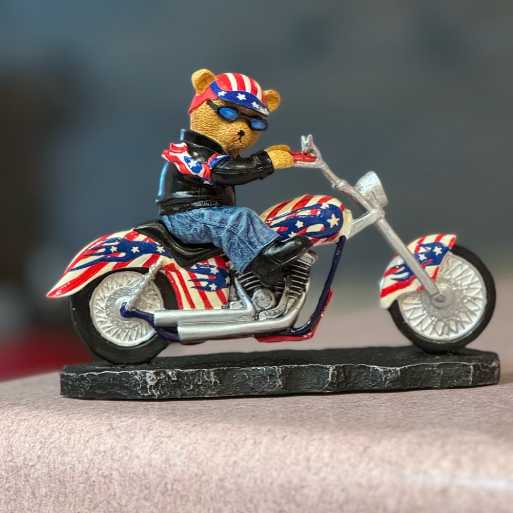 America’s Pride Faithful Fuzzies Born to Ride Bear Motorcycle Figurine